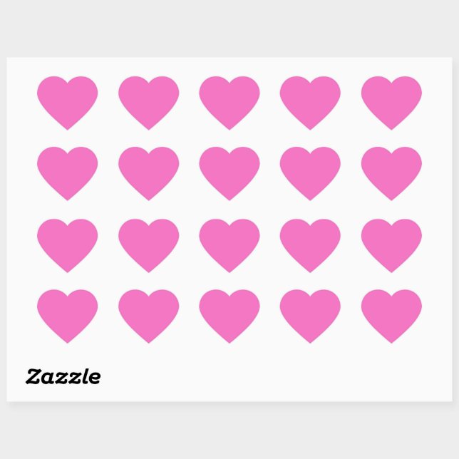 Solid color plain orchid bright pink heart sticker (Sheet)