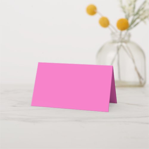 Solid color plain orchid bright pink place card