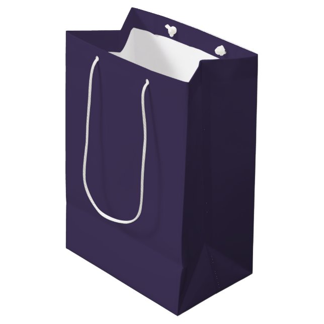 Solid color plain pastel dark purple medium gift bag (Front Angled)