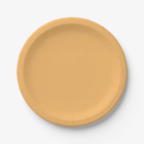 Solid color plain pastel orange topaz paper plates