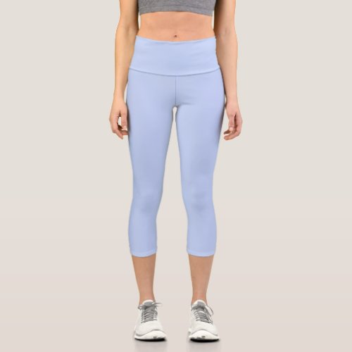 Solid color plain periwinkle light blue capri leggings