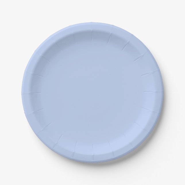 Solid color plain periwinkle light blue paper plates (Front)