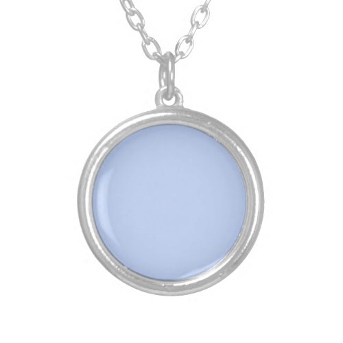 Solid color plain periwinkle light blue silver plated necklace