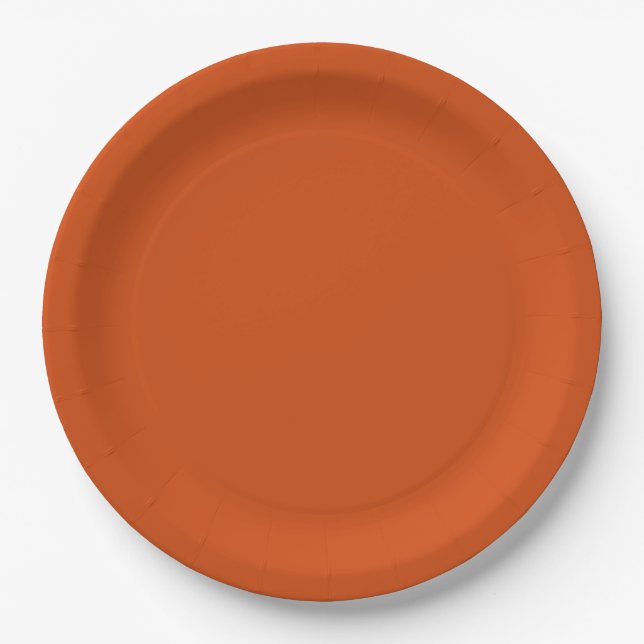Solid color plain rusty burnt orange paper plates (Front)