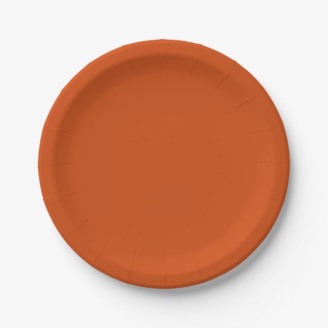 Solid color plain rusty burnt orange paper plates (Front)
