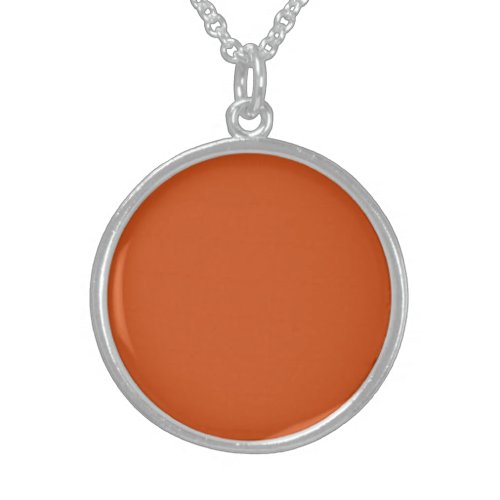 Solid color plain rusty burnt orange sterling silver necklace