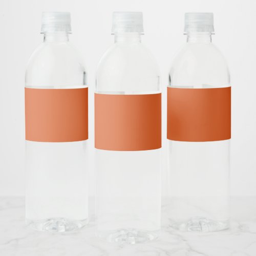 Solid color plain rusty burnt orange water bottle label