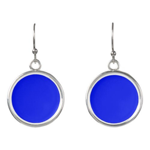 Solid color plain sapphire bright blue earrings