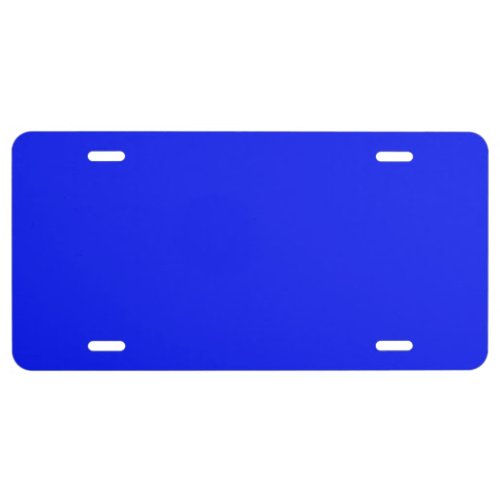 Solid color plain sapphire bright blue license plate