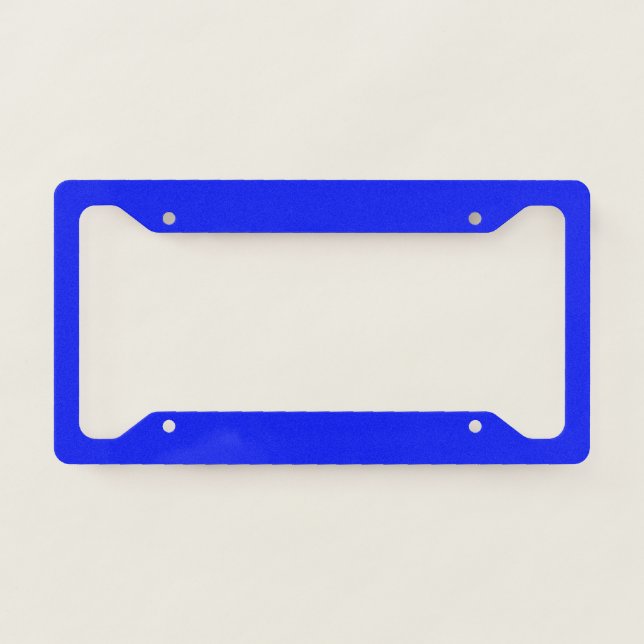 Solid color plain sapphire bright blue license plate frame (Front)