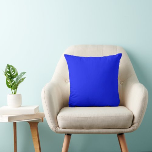 Solid color plain sapphire bright blue throw pillow