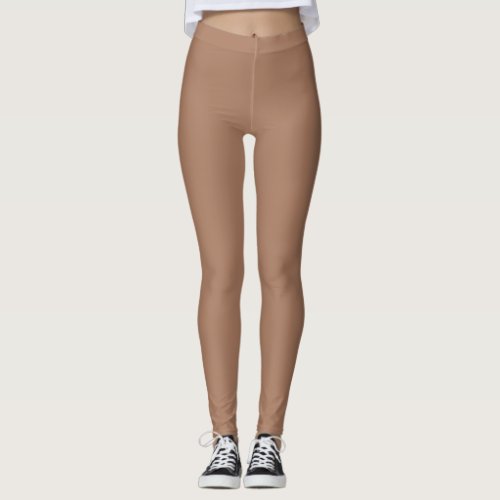 Solid color plain tan toasted almond leggings