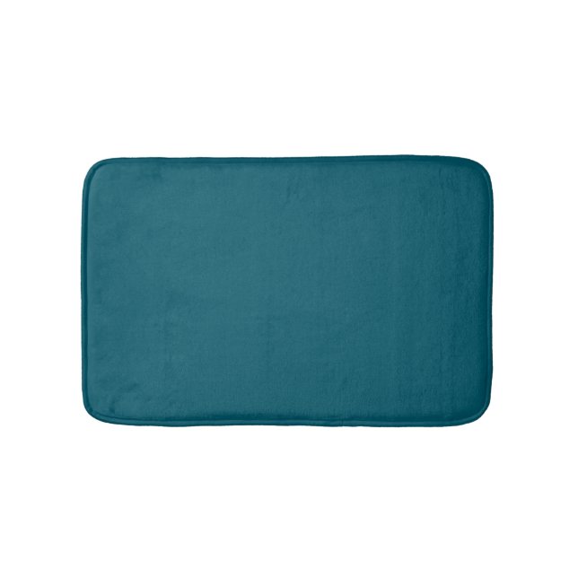 Solid color plain teal peacock bath mat (Front)