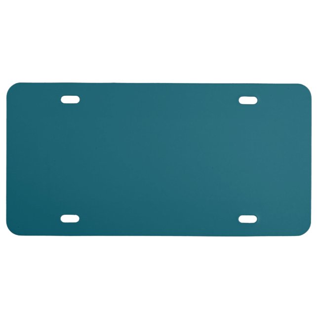 Solid color plain teal peacock license plate (Front)