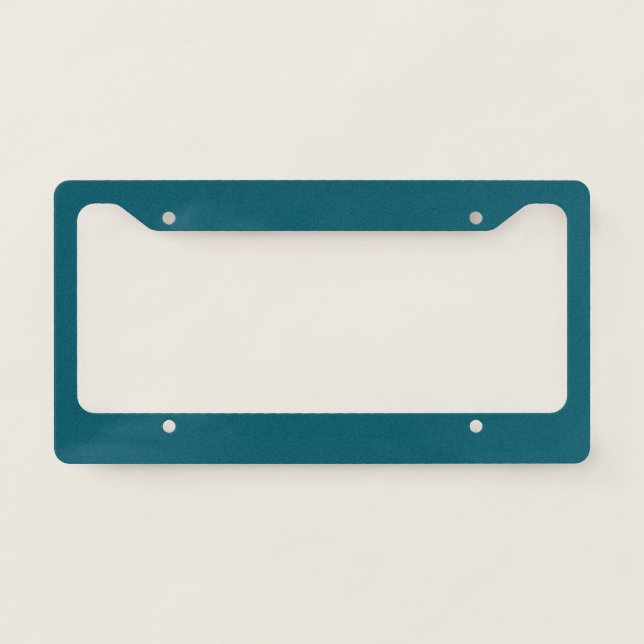 Solid color plain teal peacock license plate frame (Front)