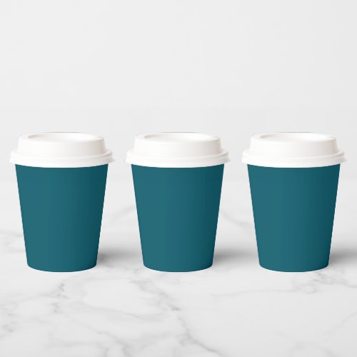 Solid color plain teal peacock paper cups