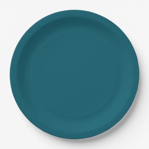 Solid color plain teal peacock paper plates