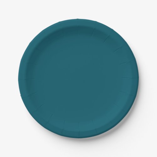 Solid color plain teal peacock paper plates