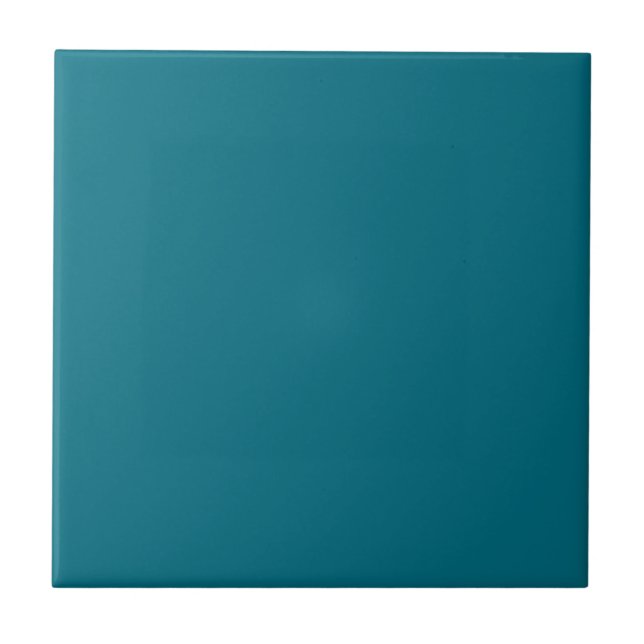 Solid color plain teal Tahitian Tide Ceramic Tile (Front)