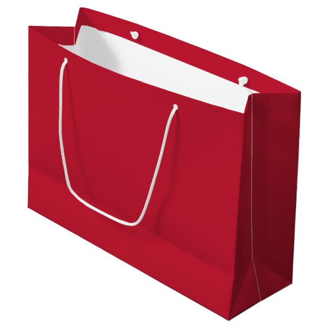 Solid color plain true red large gift bag (Front Angled)