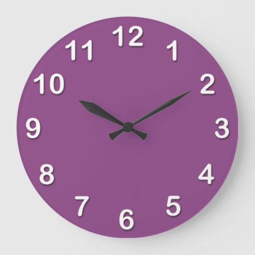 Solid Color Plum Purple Large Clock