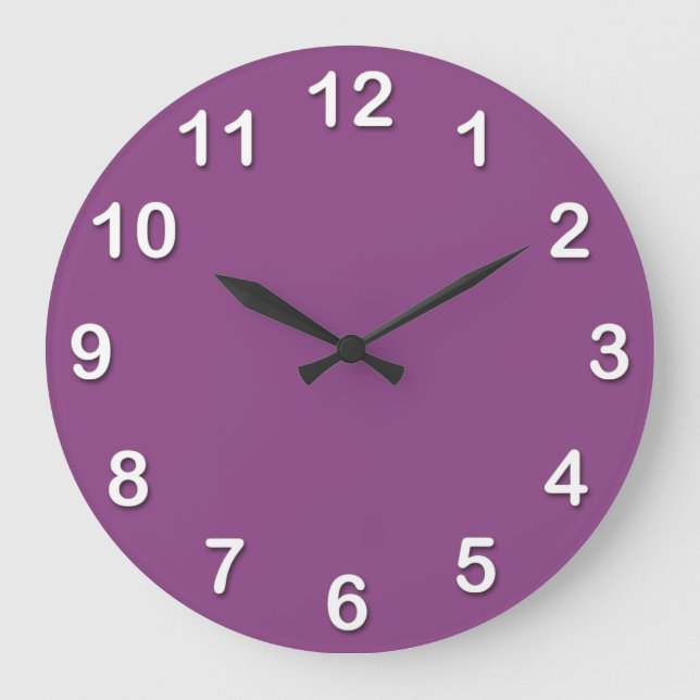 Solid Color: Plum Purple Large Clock (Front)