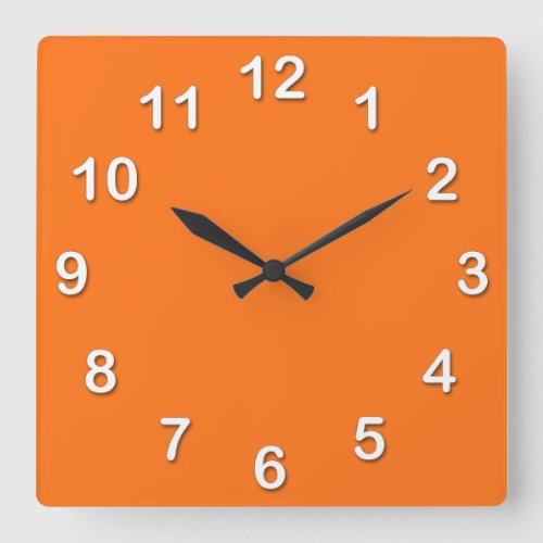 Solid Color Pumpkin Orange Square Wall Clock