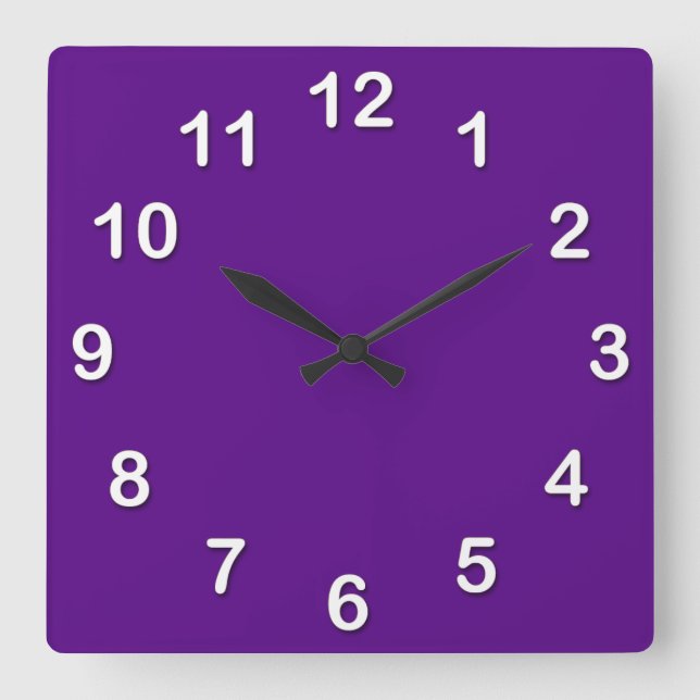Solid Color: Purple Square Wall Clock (Front)