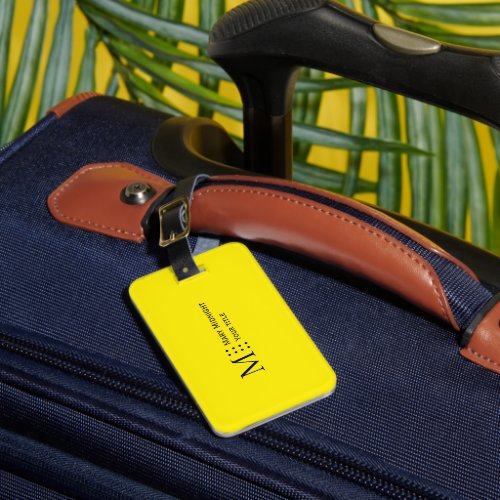  Solid Color QR code Modern Canary Yellow Bright  Luggage Tag