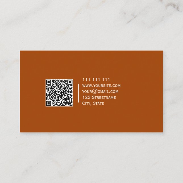  Solid Color QR code Modern Elegant Roux Business Card (Back)