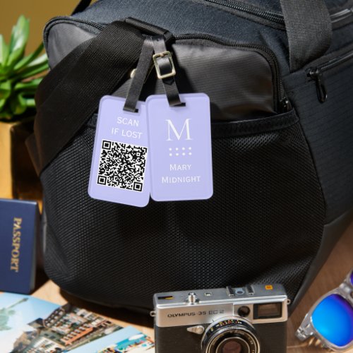  Solid Color QR code Scan if lost Periwinkle  Luggage Tag
