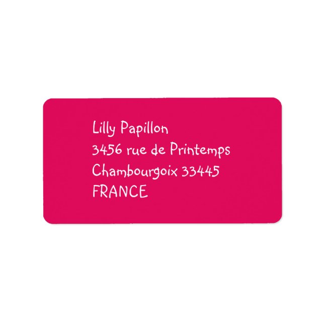 solid color raspberry label (Front)