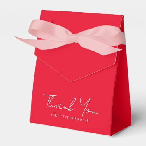 Solid Color Red Custom Text Thank You Template Favor Boxes