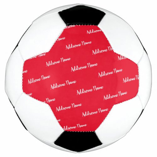 Solid Color Red Modern Basic Monogrammed Soccer Ball