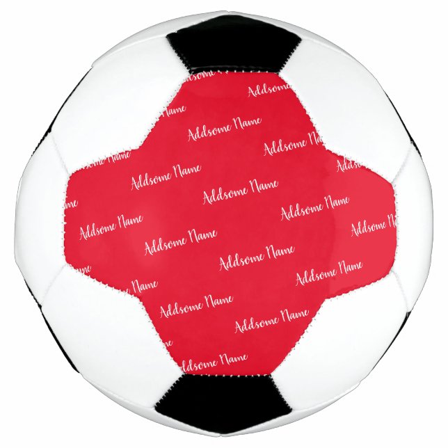 Solid Color Red Modern Basic Monogrammed Soccer Ball (Front)