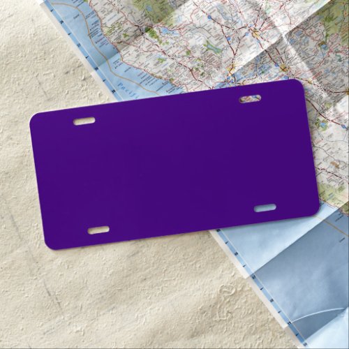 Solid color rich purple license plate