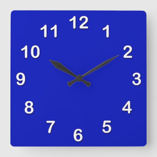 Solid Color Royal Blue Square Wall Clock