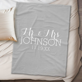 Solid Color Silver - Mr & Mrs Wedding Favors Fleece Blanket by JustWeddings at Zazzle