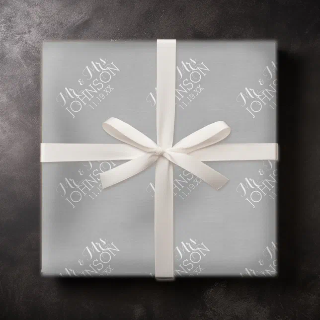 Solid Color Silver Mr And Mrs Wedding Favors Wrapping Paper Zazzle 2802