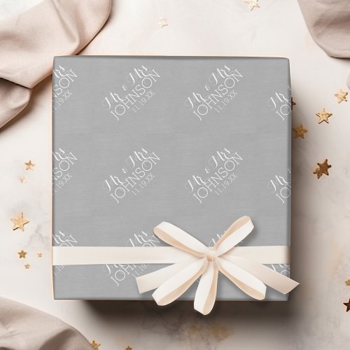 Solid Color Silver _ Mr  Mrs Wedding Favors Wrapping Paper