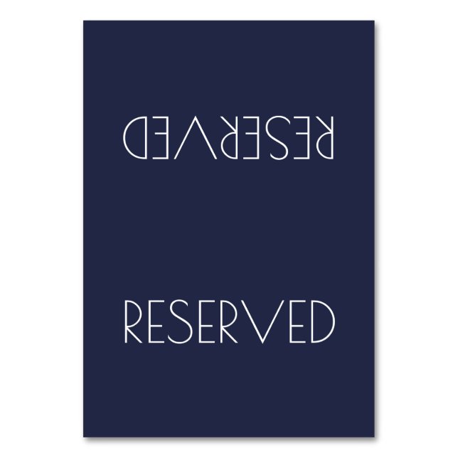 Solid Color Simple Reserved Seating Tented Sign Table Number (Front)