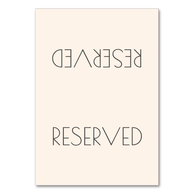 Solid Color Simple Reserved Seating Tented Sign Table Number (Front)
