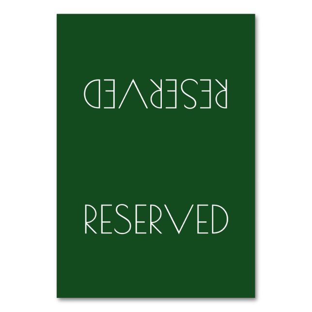 Solid Color Simple Reserved Seating Tented Sign Table Number (Front)