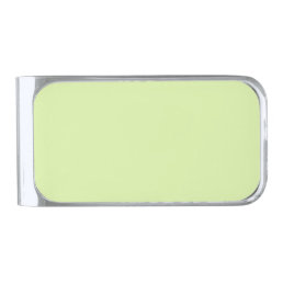 Solid color soft honeydew green silver finish money clip