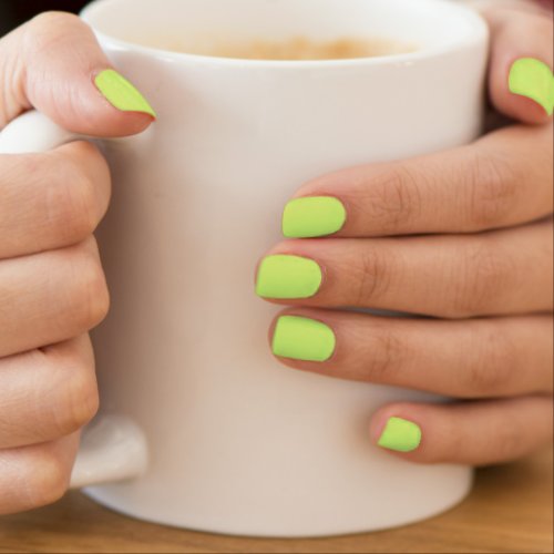 Solid color soft light lime green minx nail art