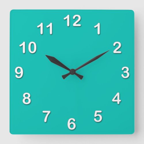 Solid Color Teal Square Wall Clock