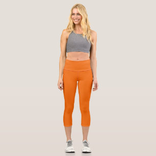 Solid color tiger orange capri leggings