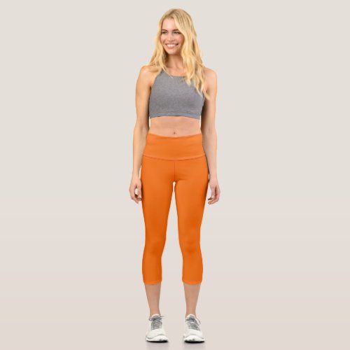 Solid color tiger orange capri leggings