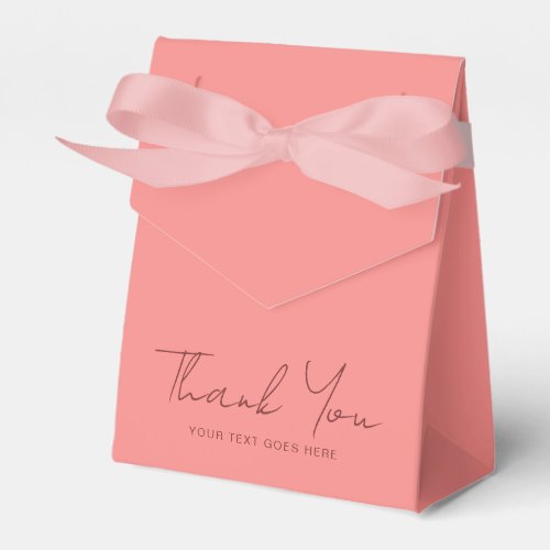 Solid Color Typography Pink Peach Thank You Favor Boxes