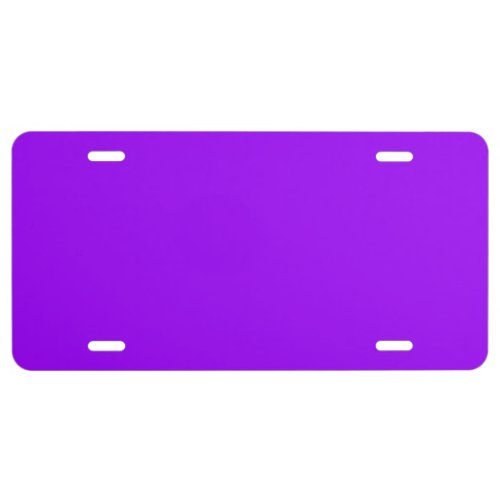 Solid color vivid violet purple license plate